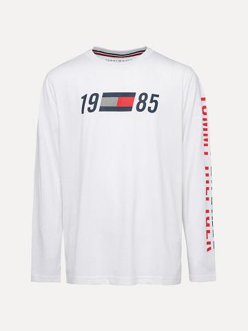 Fiú Tommy Hilfiger Totyogó' Long Sleeve Logo Póló Fehér | HU 2296MQZ